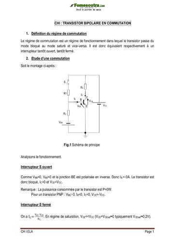 Cours de transistor bipolaire en commutation