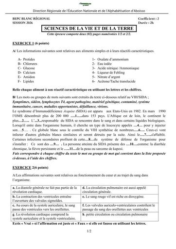 BEPC BLANC 2026 DRENA ABOISSO SUJET SVT (SUJET) by TEHUA