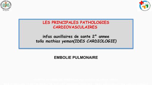 INFAS COURS sur L'EMBOLIE PULMONAIRE By TEHUA