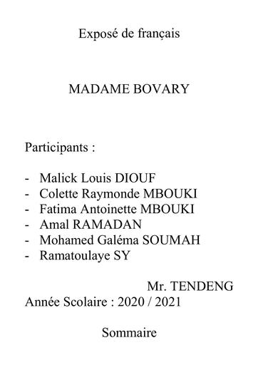 Exposé Français Madame Bovary by Tehua