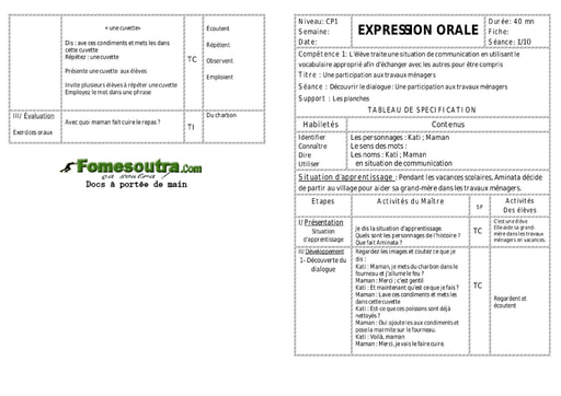 Une participation aux travaux ménagers - Fiche pour enseignant CP1