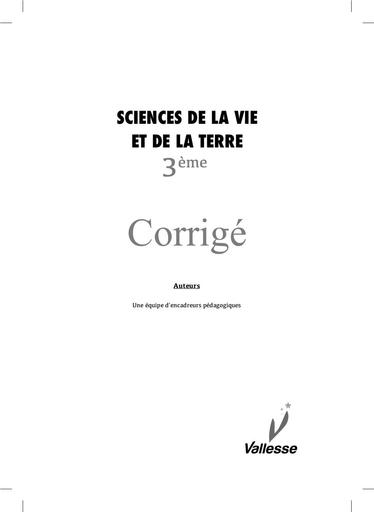 CORRIGE CAHIER Vallesse SVT 3ième by Tehua