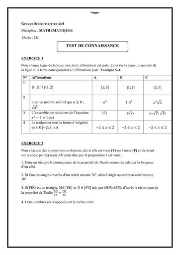 DEVOIR DE MATHS NIVEAU 3ième N°2 TRIMESTRE 2 ARC EN CIEL BY TEHUA