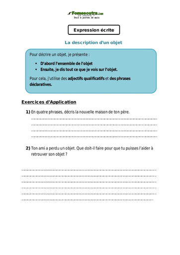 La description d’un objet - Cours CE1