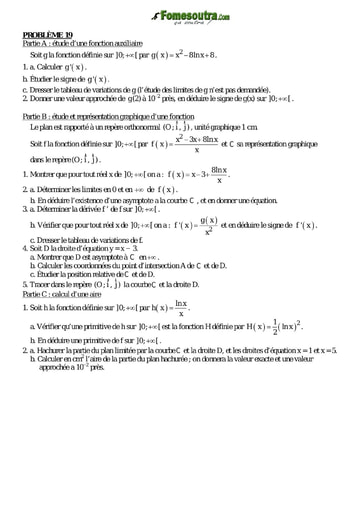 Problème 19 de maths niveau Terminale scientifique et BTS