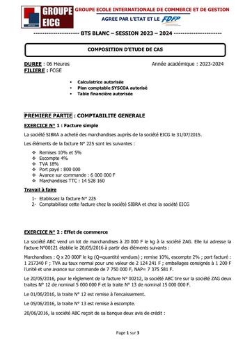 COMPOSITION D’ETUDE DE CAS FCGE - BTS FCGE EDC By Ludov Ta'n