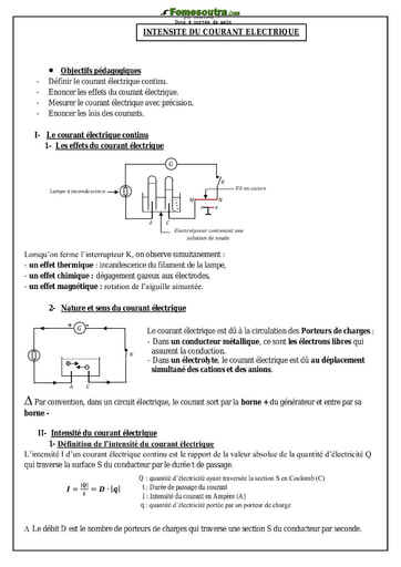 Exercices sur le Courant Electrique niveau Seconde S