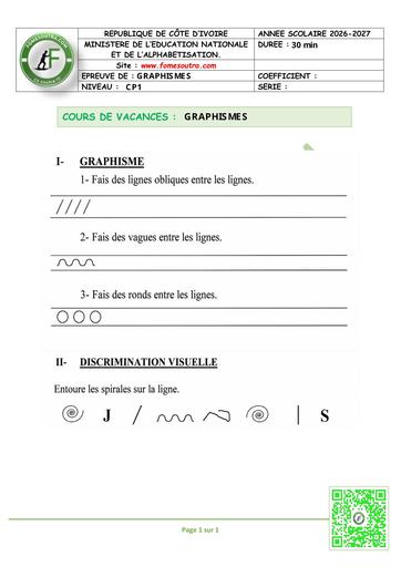 FICHE 1 CP1 GRAPHISMES BY TEHUA