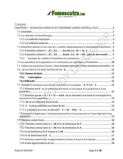 UFHB de Cocody chap7 échantillonnages chap8 estimation by Tehua