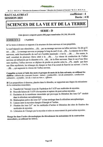 BAC 2025 Côte d'Ivoire SUJET+ BAREME SVT SERIE D BY TEHUA