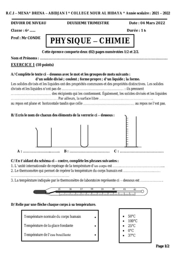 DEVOIR DE PC NIVEAU 6è 2 T