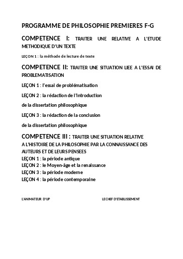 PROGRAMMES DE PHILOSOPHIE Première F G 2025