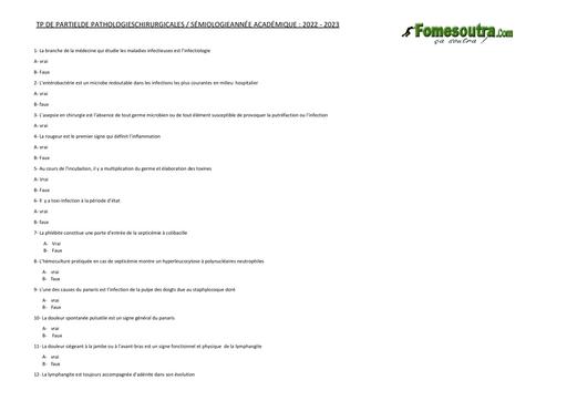 TD PARTIEL SEMIOLOGIE CHIRUGICALE INFAS by TEHUA