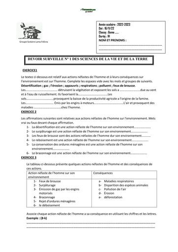 SUJET 6ième DEVOIR SVT 6ème GS LAMA FOFANA BY TEHUA