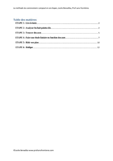 La methode du commentaire compose en six etapes