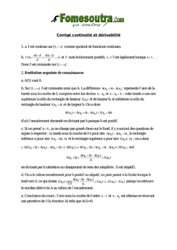 Corrigé TP1 Continuité et Dérivabilité - niveau Terminale Scientifique