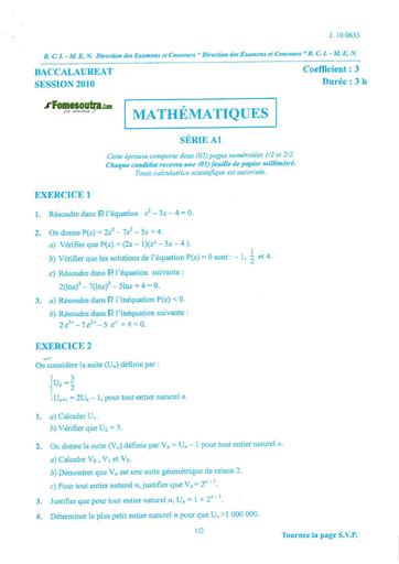 Bac a1 math 2010 by TEHUA