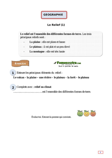 Le Relief (1) - Cours CE1