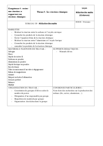 13 Reduction des oxydes