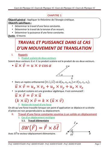 COURS DE PHYSIQUE 1ière C