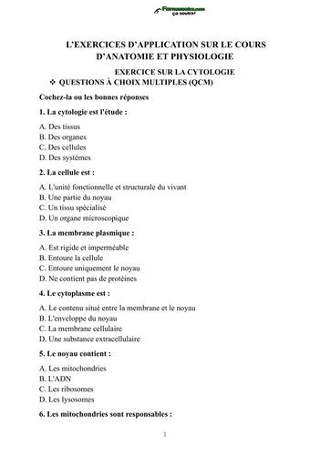 INFAS ASI EXO  non corrigé  ANATOMIE QCM QCD BY TEHUA