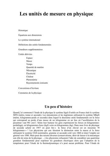 Les unités de mesure en physique