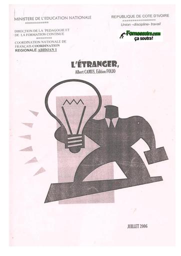 ETUDE D'OEUVRE INTEGRALE L'ETRANGER BY TEHUA