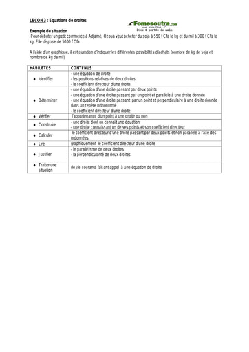 Equations de droite 2 - Guide pédagogique Maths 3ème