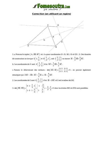 Corrigé Vecteurs - Maths niveau 2nd C
