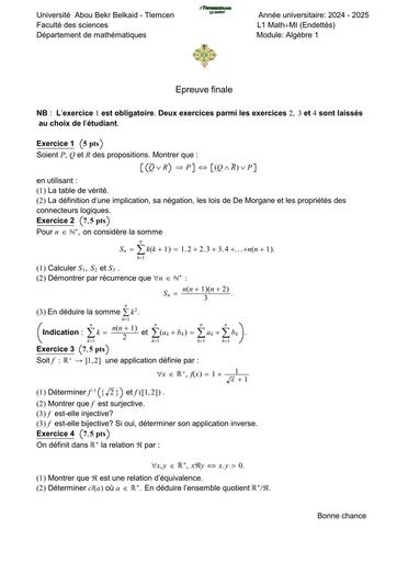 Examen2 Algèbre 1 L1 2025 by TEHUA
