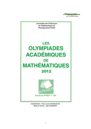 Olympiades Académiques de Mathématiques 2012 - Tous les sujets et corrigés