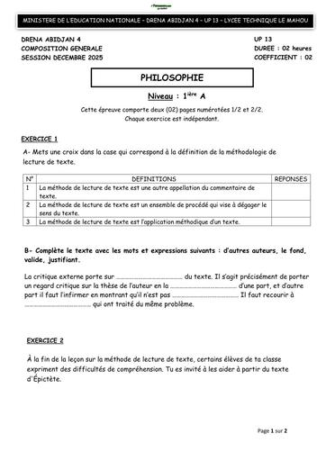 SUJET PHILO 1ière A PARTIEL 2025 MAHOU