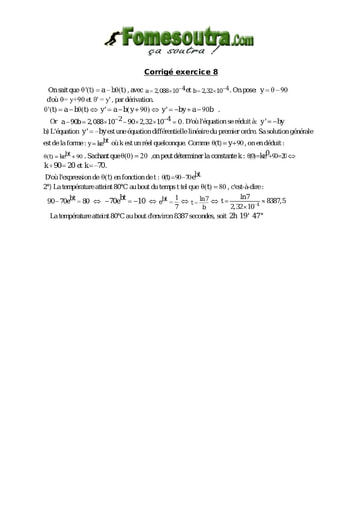 Corrigé TP 8 Equations différentielles 1er ordre - niveau Terminale Scientifique