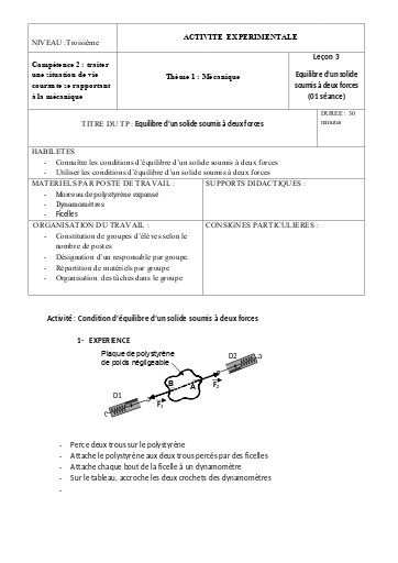 5 Equilibre d un solide soumis a deux forces