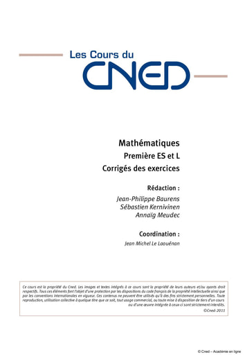 LES COURS DU CNED CORRECTION DES EXERCICES 1ère ES ET L