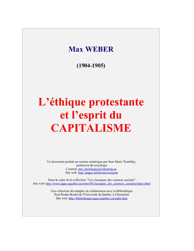 WEBER Ethique protestante et esprit du capitalisme Avant propos