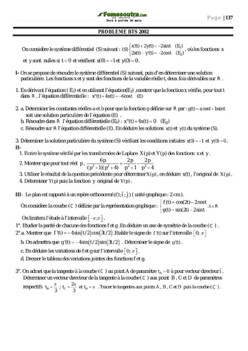 Problème corrigé (2) de Maths - BTS