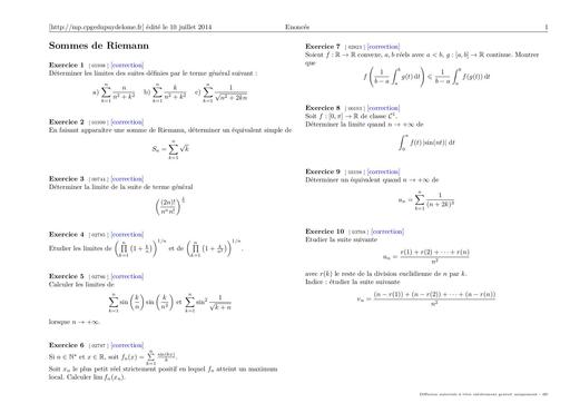 Intégration Sommes de Riemann