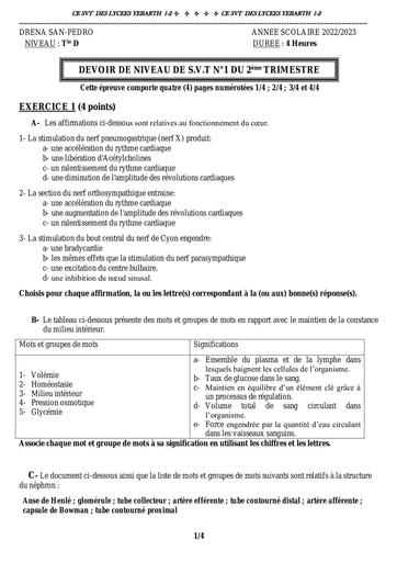 SVT BAC D devoir dren san pedro 2023 by Tehua