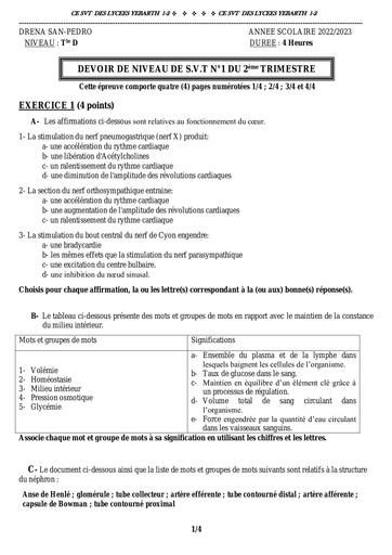 SVT BAC D devoir dren san pedro 2023 by Tehua