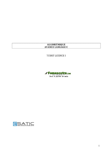Algorithmique avancé langage C (1) - Cours Licence SRIT - ESATIC