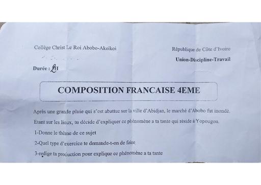 Partielle de décembre 2023 Compo Fr 4ième C Christ le Roi abobo akeikoi by Tehua