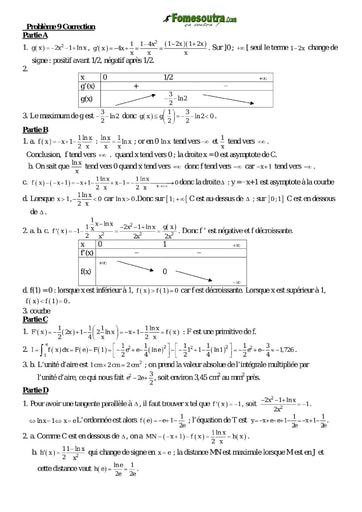 Corrigé Problème 9 de maths niveau Terminale scientifique et BTS