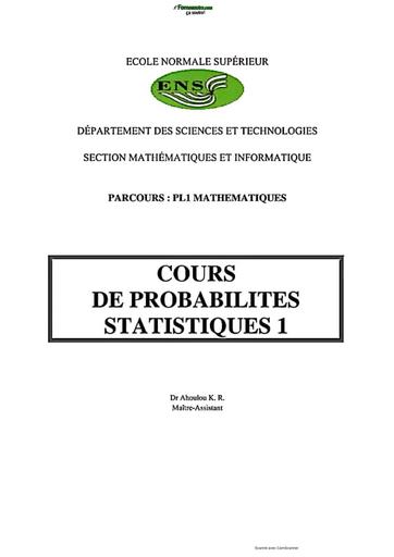 ENS MATHS cours de probabilité Stat 1 by TEHUA