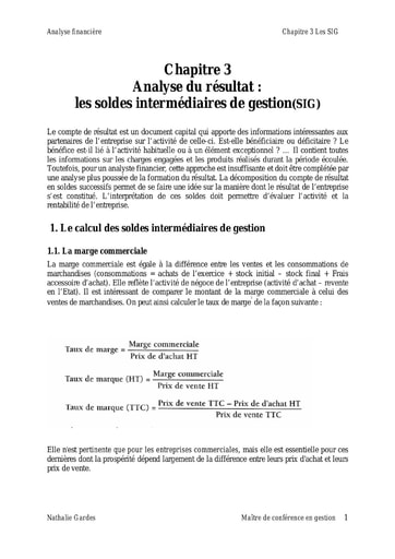 Les soldes intermédiaires de gestion (SIG) - Analyse financière