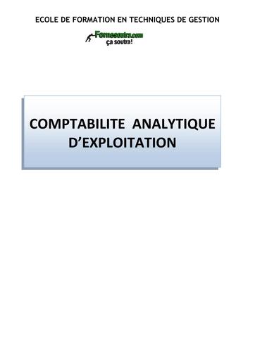 COURS COMPTABILITE ANALYTIQUE D'EXPLOITATION BY TEHUA