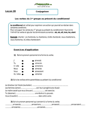 Les verbes du 1er groupe au présent du conditionnel - Cours CM1