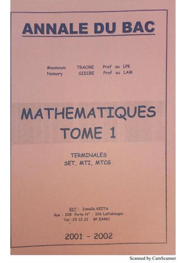 Annale de BAC Maths Tle CD&E by Tehua