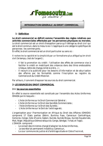 Introduction Générale au Droit Commercial - droit BTS