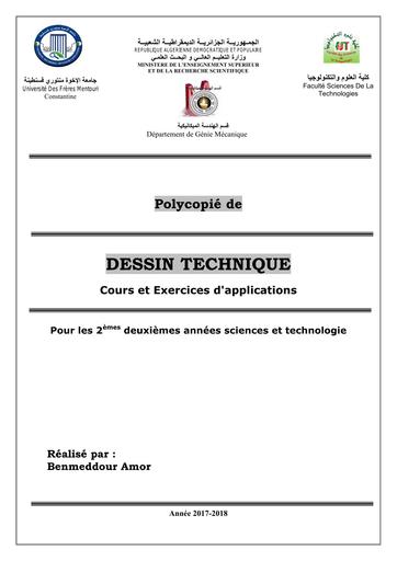 ST2 POLYCOPIE DESSIN TECHNIQUE COURS ET EXERCICES D'APPLICATIONS BY TEHUA